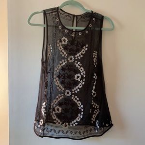 Black top with white embroidery